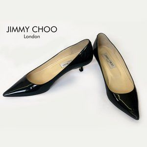 Jimmy Choo patent leather pointed toe kitten heels